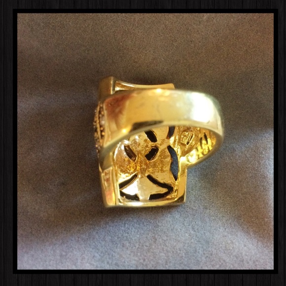 Gold tone Art Deco cocktail ring - Picture 7 of 7